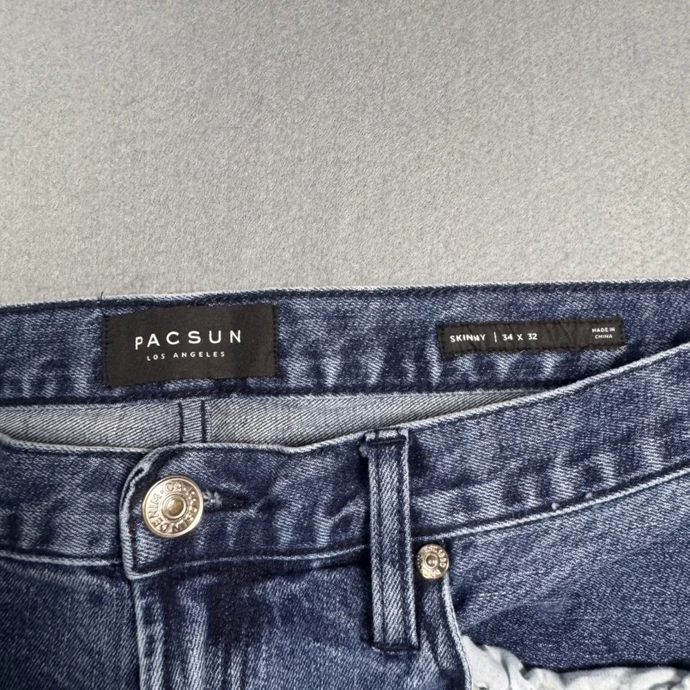 PacSun Mens Skinny Jeans 34x32 Medium‎ Wash Blue Denim Casual Pants